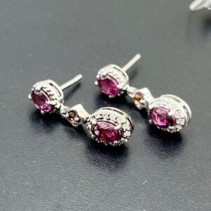 STS‎ Chuck Clemency Tanzanian Wine Garnet 2.5 CTW Platinum Sterling earrings